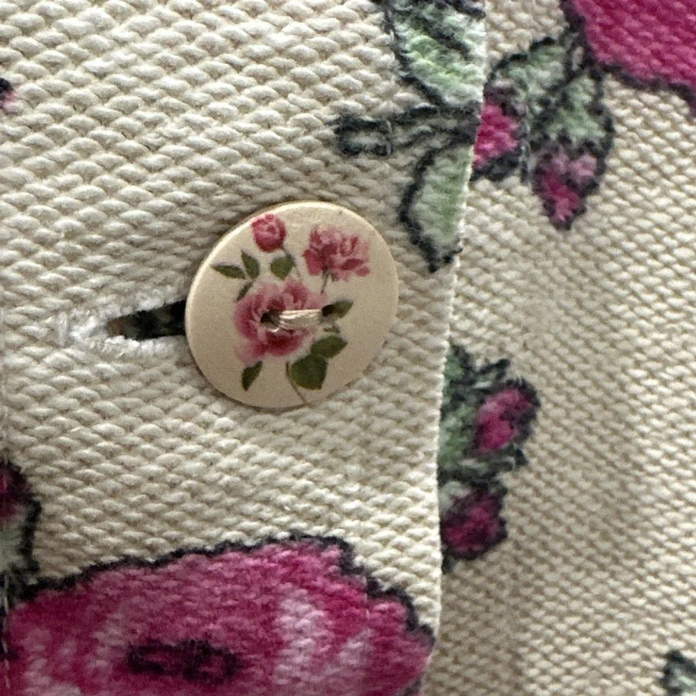 Vintage 90s Michael Simon USA Floral Tapestry Knit Cotton Cardigan Top Size M